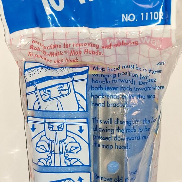 New Roll-O-Matic 10" Sponge Mop Refill 1110R Blue WB Walton NOS Steel Const USA - Picture 4 of 9